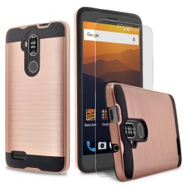 ZTE Max XL Case, 2-Piece Style Hybrid Shockproof Hard Case Cover Hybird Shockproof And Circlemalls Stylus Pen (Rose Gold)